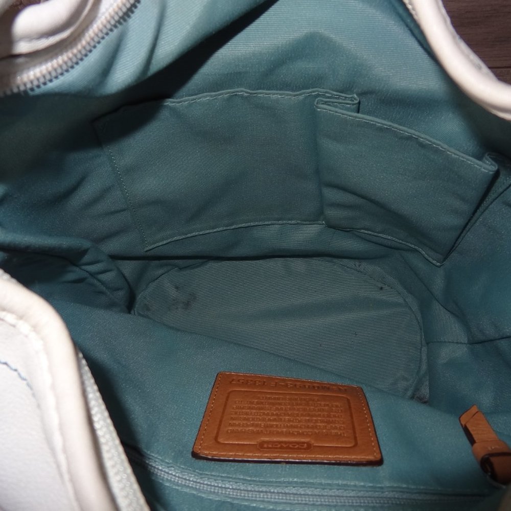 Coach F13357 White Blue Rugby Duffle Bucket Bag - Picture 9 of 12